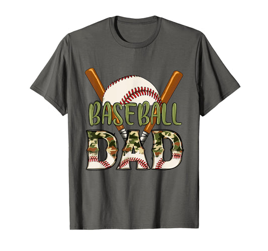 Baseball Dad Camo Flag Fathers Day T-Shirt - Novelty Apparel Unisex - T-Shirt, Sweatshirt, Hoodie