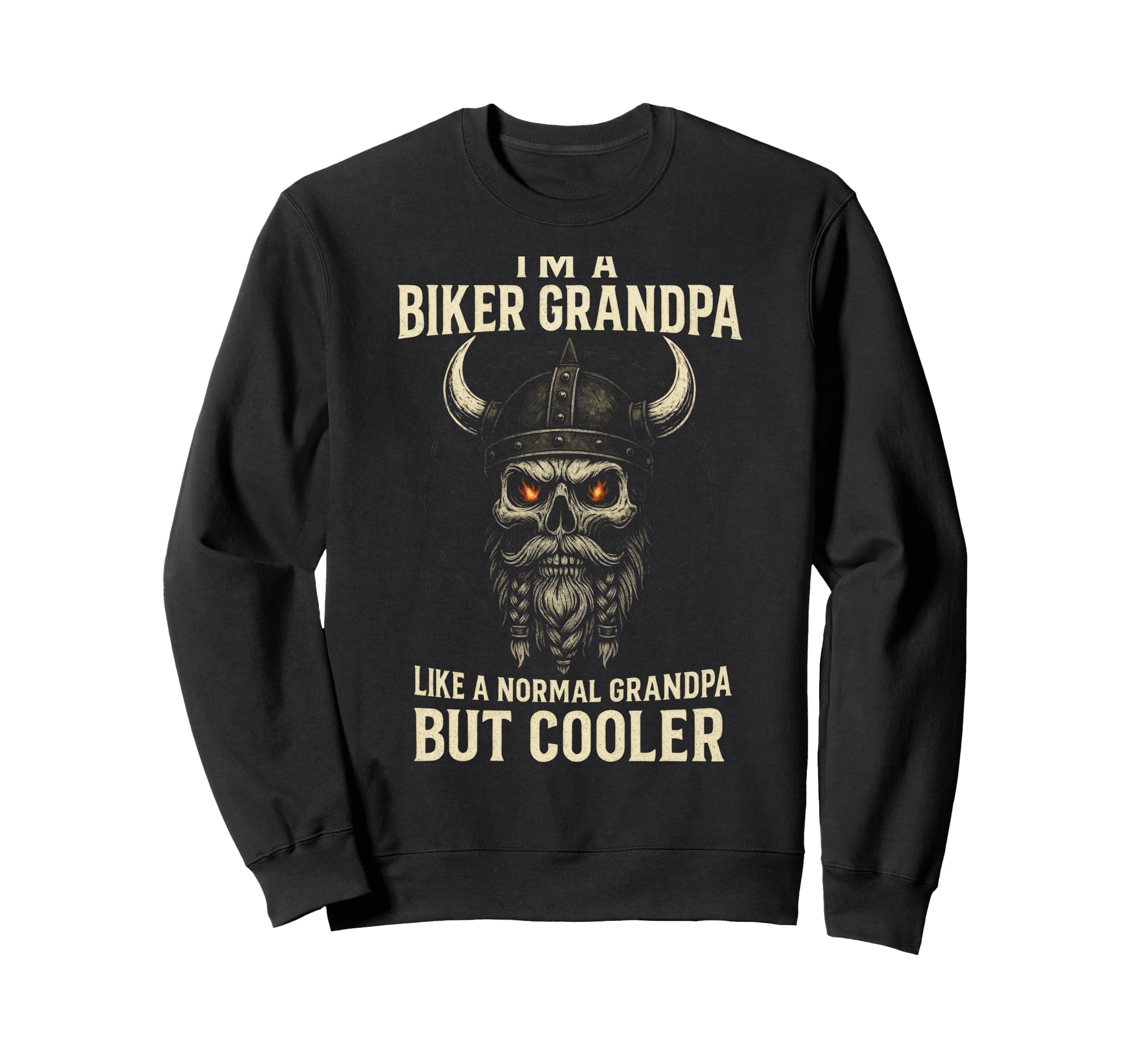 Biker Grandpa Viking Skull Rebel Sweatshirt - Custom Art Print Unisex - T-Shirt, Sweatshirt, Hoodie