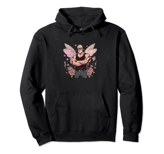 Biker Dad To Fairy Birthday Manly Hoodie - Fun Novelty Design for Adults - T-Shirt, Sweatshirt, Hoodie
