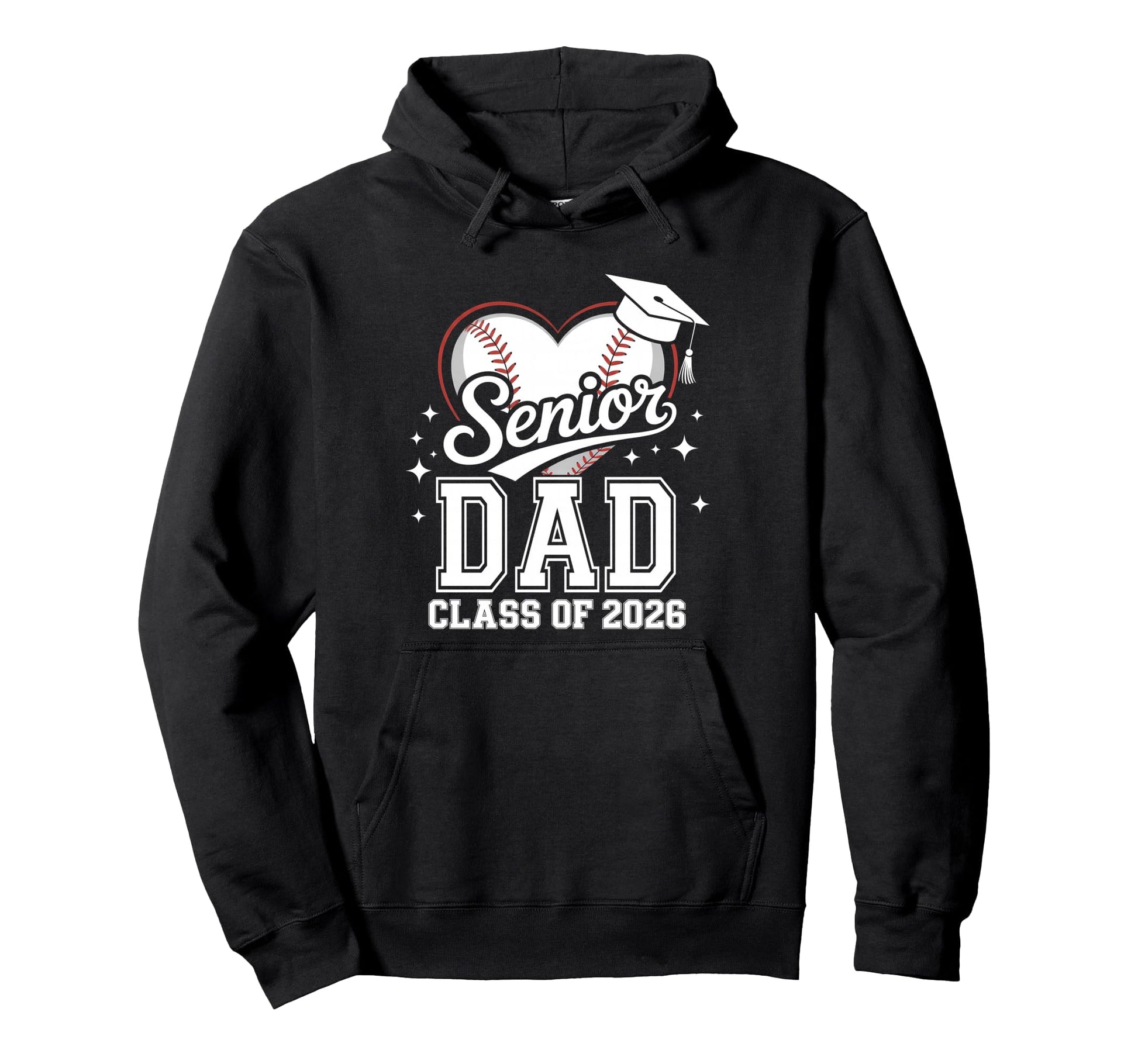 Senior Dad Class 2026 Baseball Heart Hoodie - Unique Graphic Men Women - T-Shirt, Sweatshirt, Hoodie