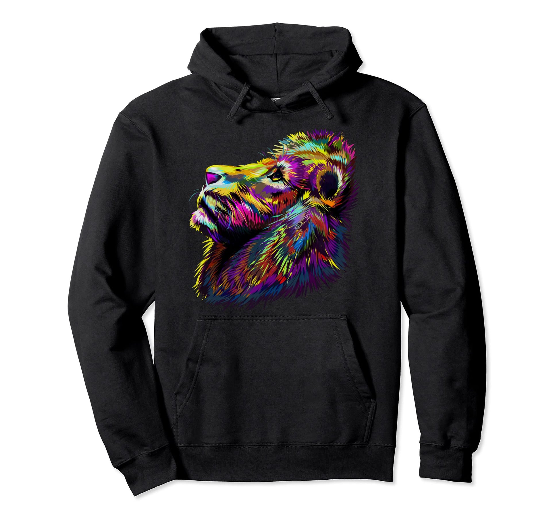 Colorful Lion Head Pop Art Hoodie - Graphic Print Men Women - T-Shirt, Sweatshirt, Hoodie