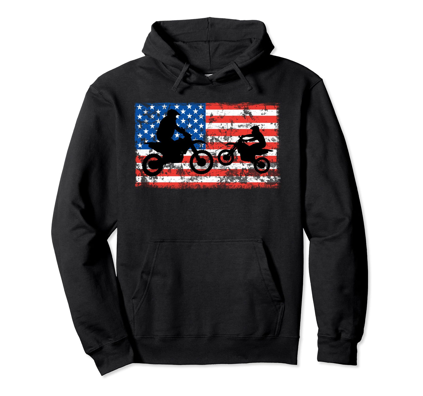 Dad And Son Motocross Usa Flag Motorcycle Hoodie - Unique Graphic Unisex - T-Shirt, Sweatshirt, Hoodie