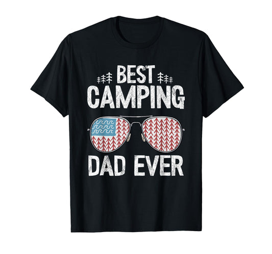 Best Camping Dad Ever American Flag T-Shirt - Novelty Apparel for Adults - T-Shirt, Sweatshirt, Hoodie