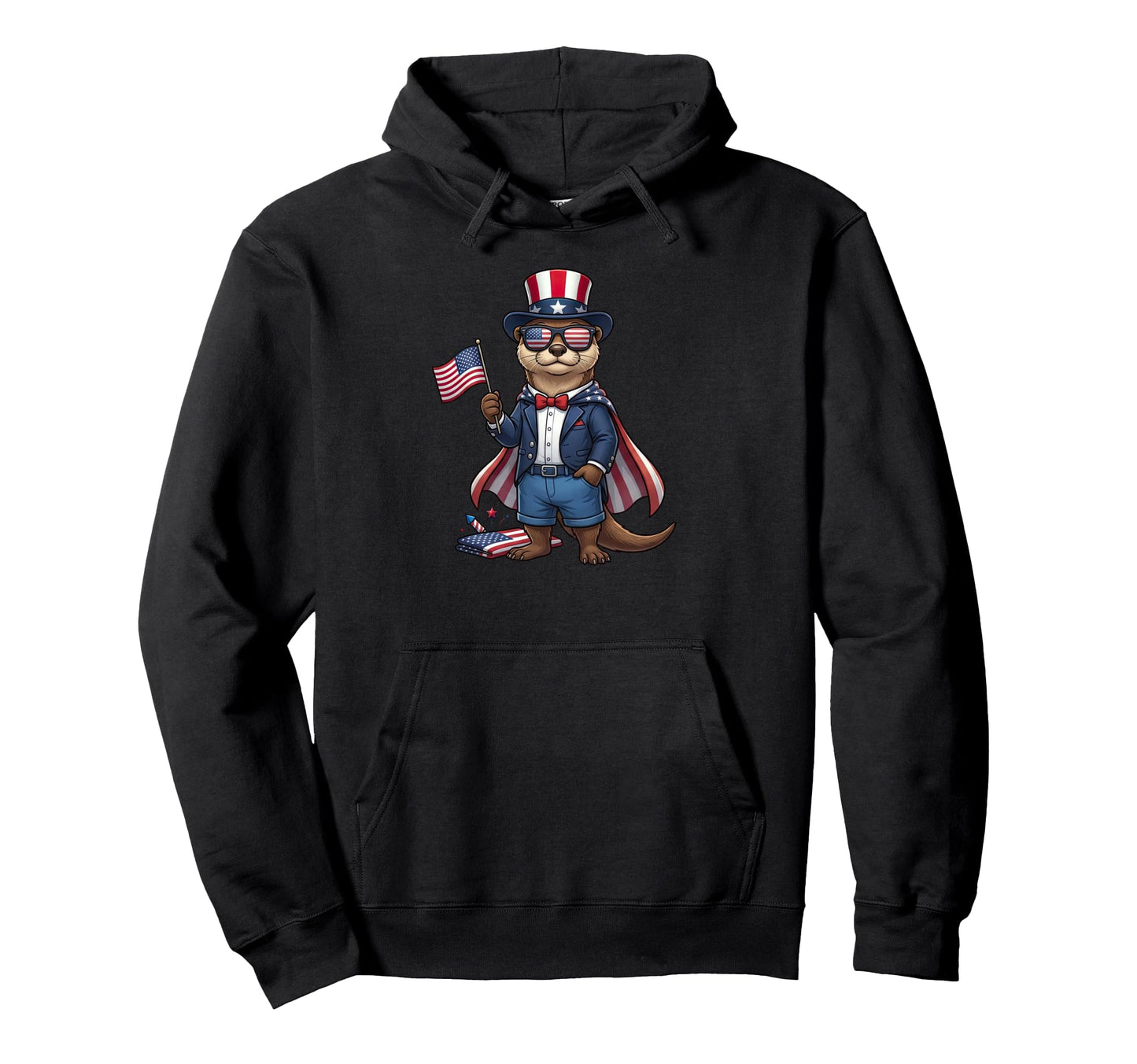 Funny Otter American Usa Flag Hoodie - Casual Everyday Wear Men Women - T-Shirt, Sweatshirt, Hoodie