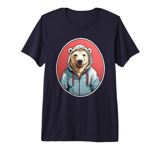 Chill Bear Chic Polar Bear Blue Tri Blend Hoodie - Aesthetic Graphic Unisex - T-Shirt, Sweatshirt, Hoodie