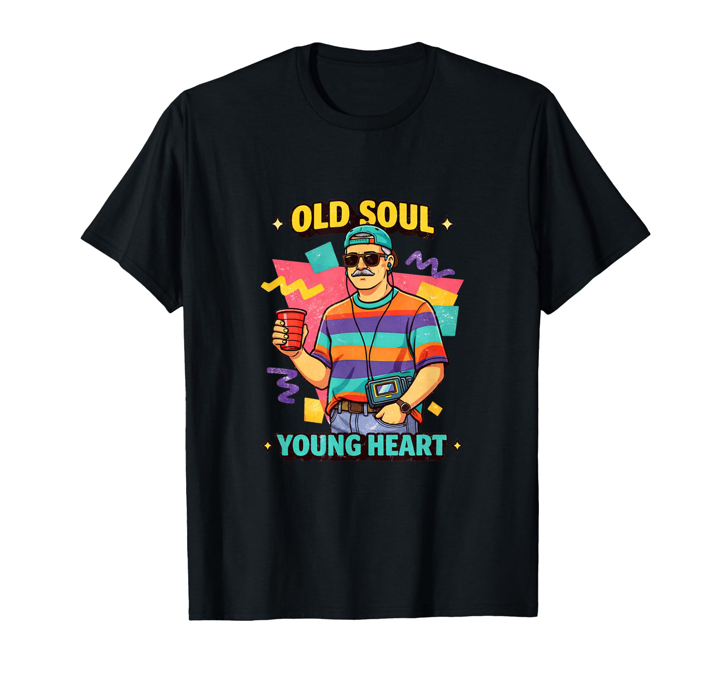 Old Soul Young Heart 90S Dad Aesthetic T-Shirt - Graphic Print Unisex - T-Shirt, Sweatshirt, Hoodie