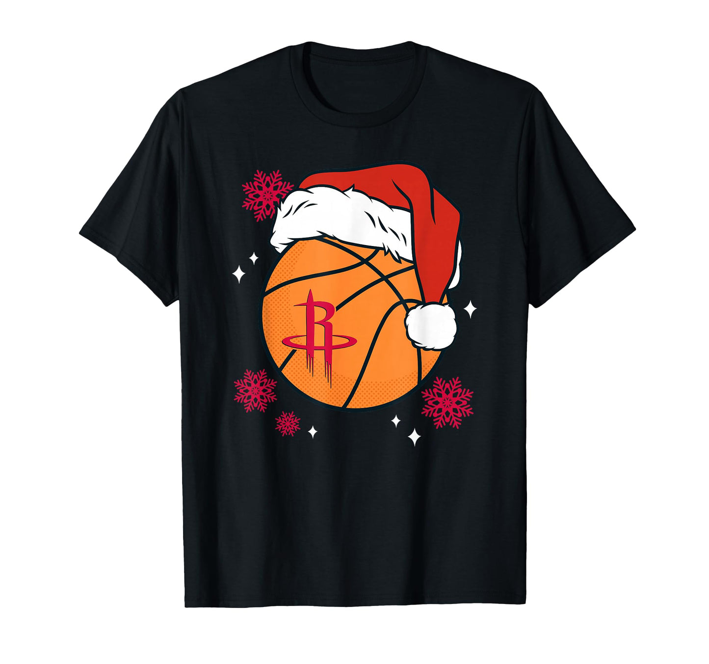 Nba Houston Rockets Santa Hat Ball T-Shirt - Custom Art Print for Adults - T-Shirt, Sweatshirt, Hoodie