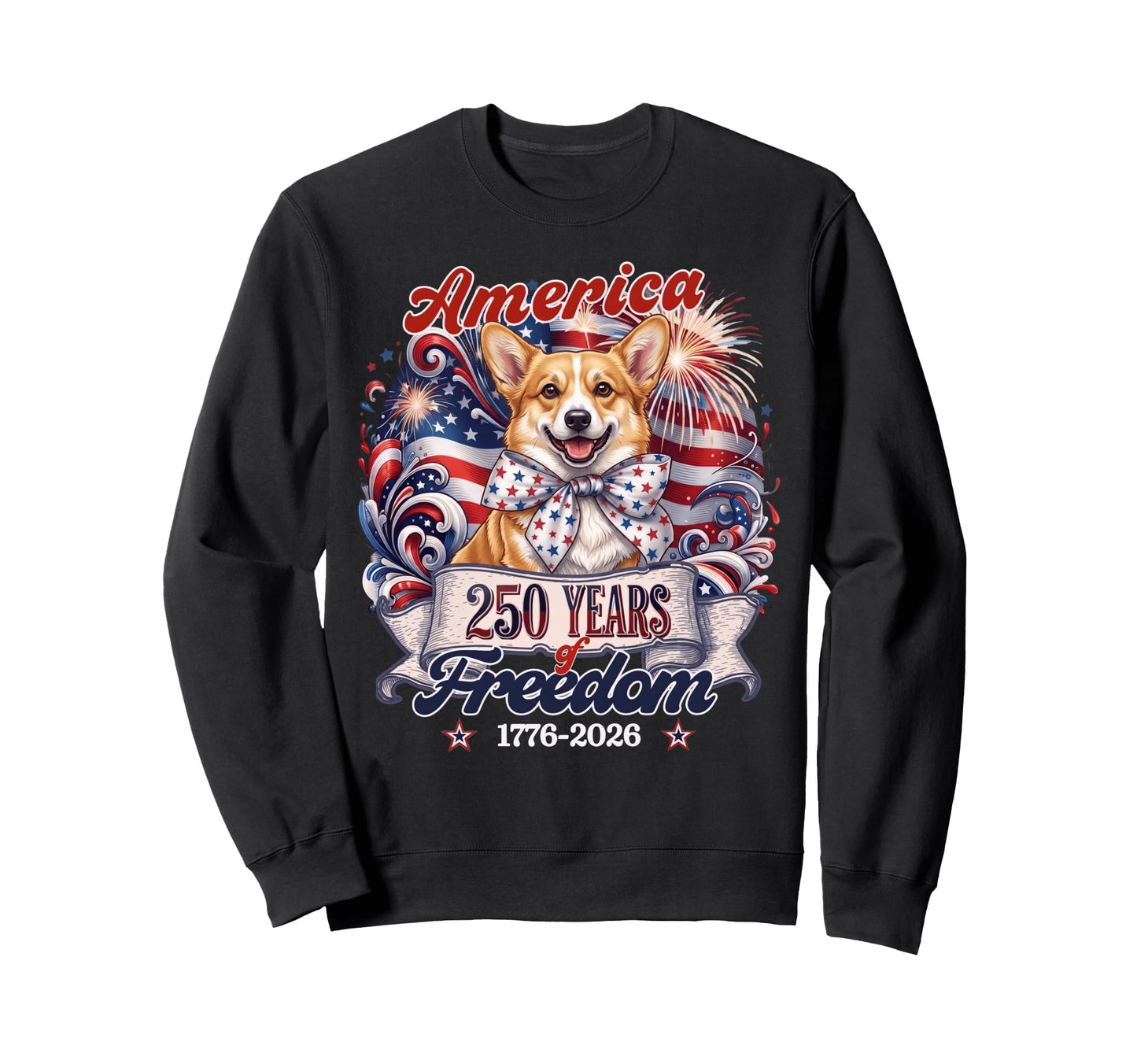Corgi Dog 250Th America Patriotic Usa Sweatshirt - Novelty Apparel Unisex - T-Shirt, Sweatshirt, Hoodie