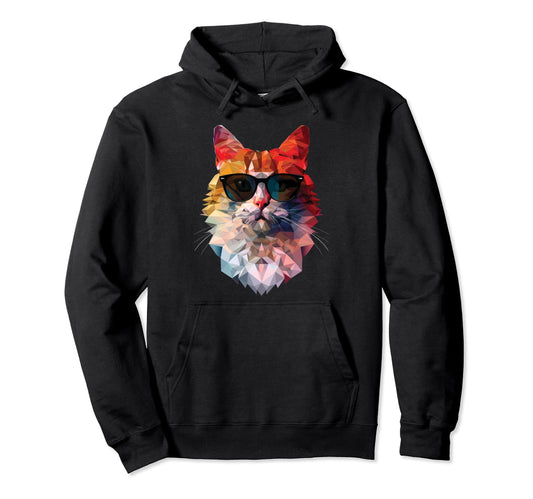 Cat Dad Mom Sunglasses Turkish Van Hoodie - Casual Everyday Wear Unisex - T-Shirt, Sweatshirt, Hoodie