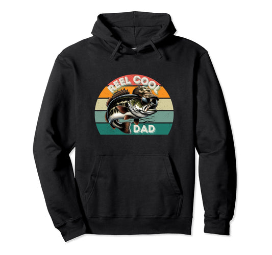 Bass Fishing Sunset Reel Dad Hoodie - Trendy Graphic Unisex - T-Shirt, Sweatshirt, Hoodie
