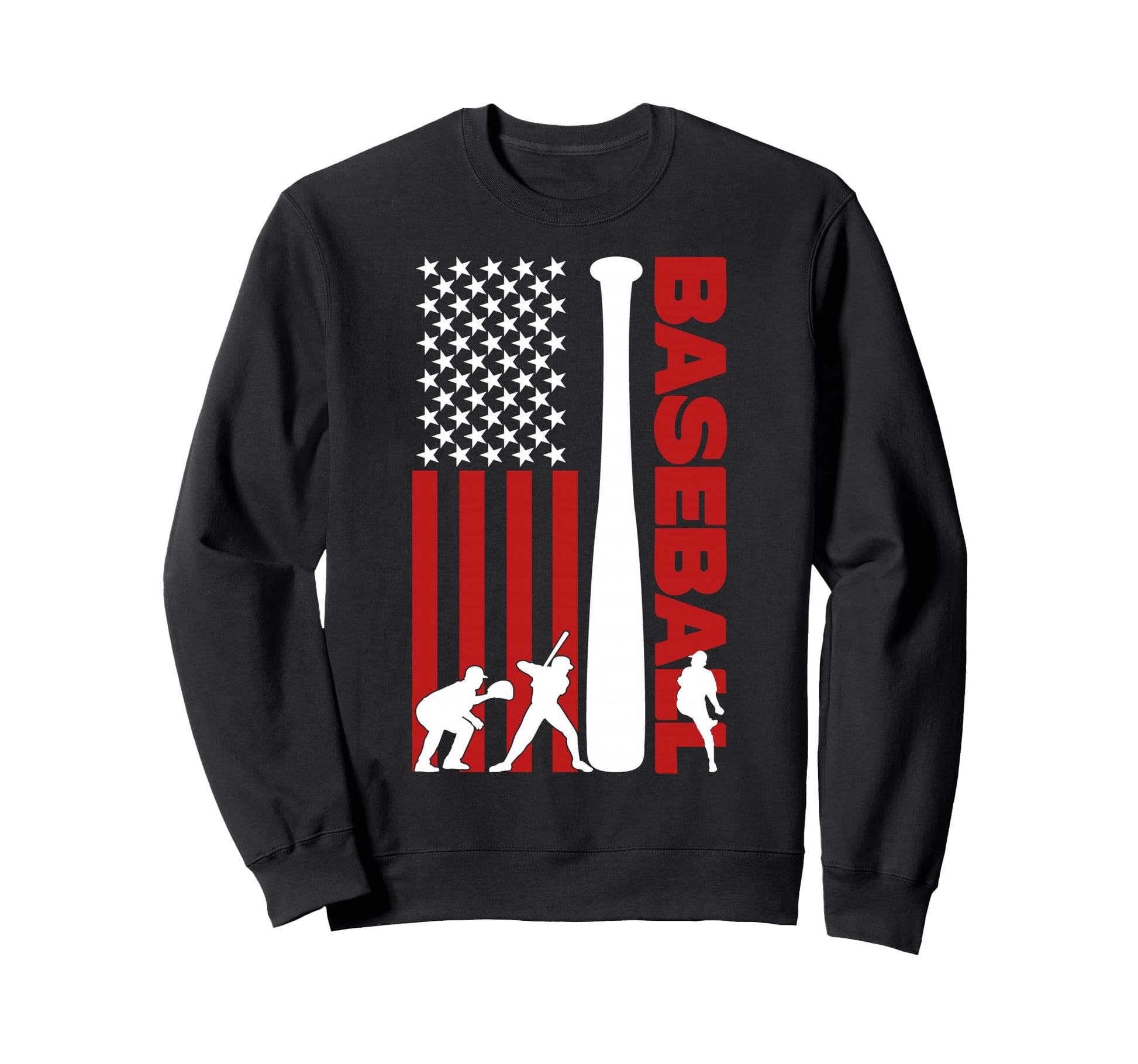 Baseball Bat American Flag Usa Sweatshirt - Aesthetic Graphic for Adults - T-Shirt, Sweatshirt, Hoodie