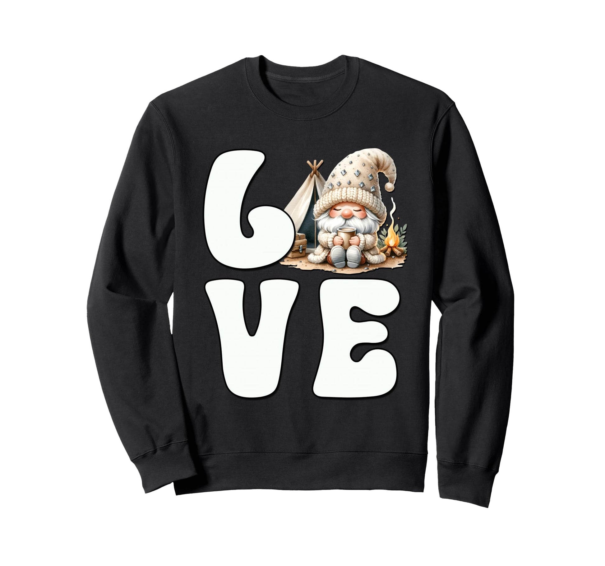 Coffee And Camping Gnome Dad Love Sweatshirt - Minimalist Print Men Women - T-Shirt, Sweatshirt, Hoodie