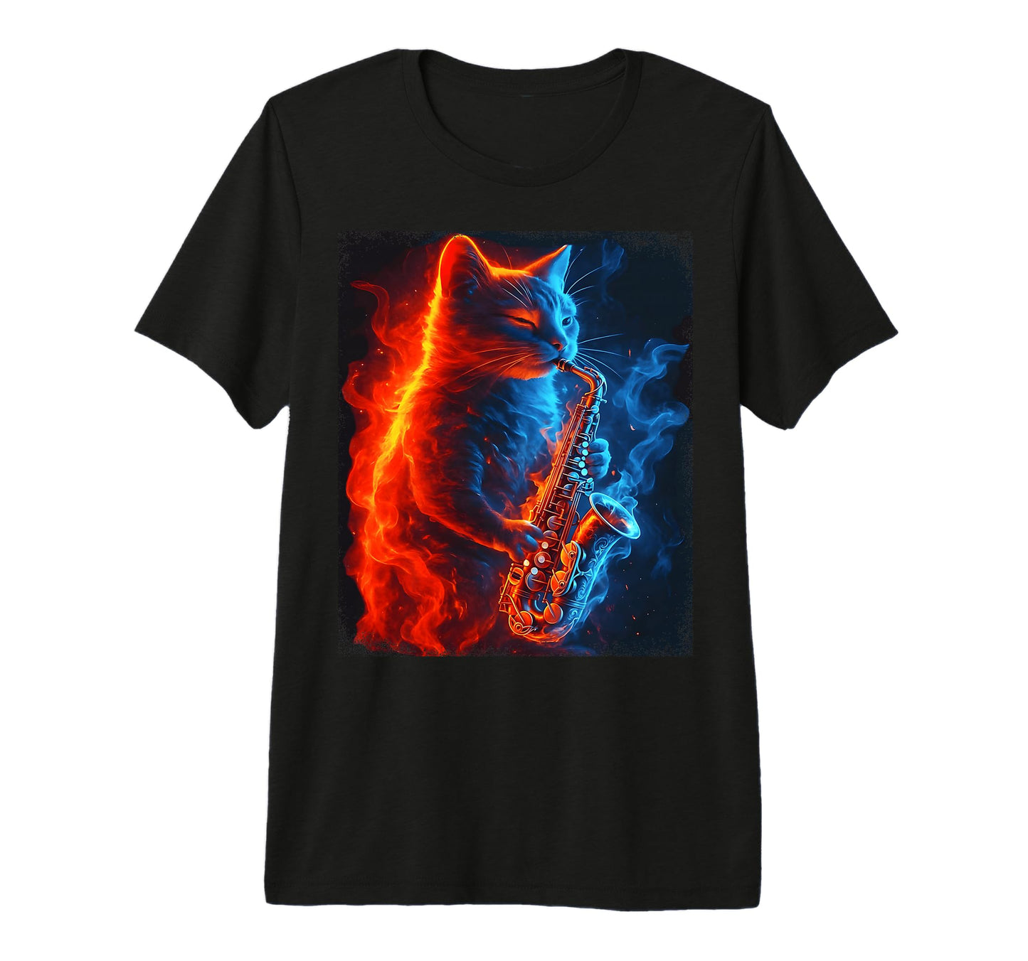 Cat Playing Saxophone Music T-Shirt - Novelty Apparel Men Women - T-Shirt, Sweatshirt, Hoodie
