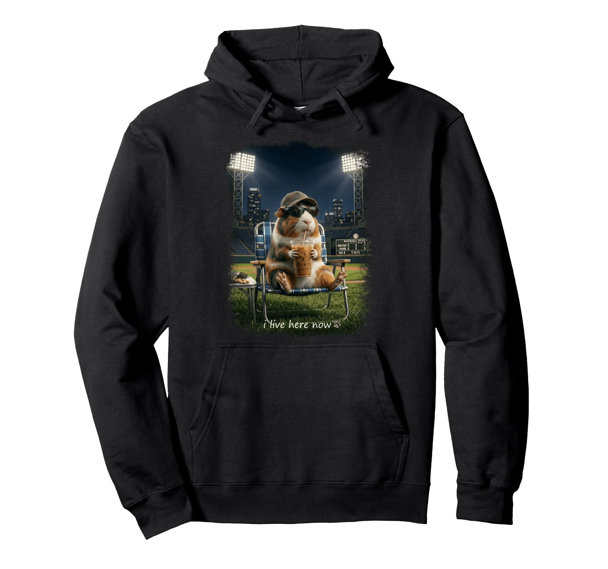 Funny Guinea Pig Ballfield Baseball Field Hoodie - Minimalist Print Unisex - T-Shirt, Sweatshirt, Hoodie