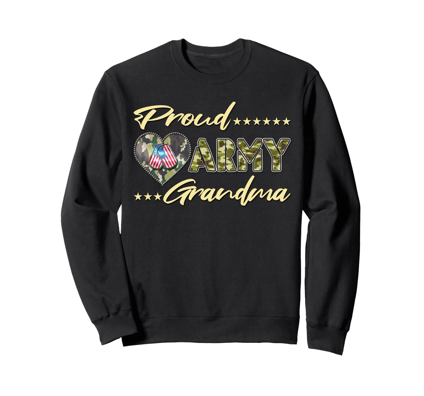 Proud Army Grandma Us Flag Sweatshirt - Casual Everyday Wear for Adults - T-Shirt, Sweatshirt, Hoodie