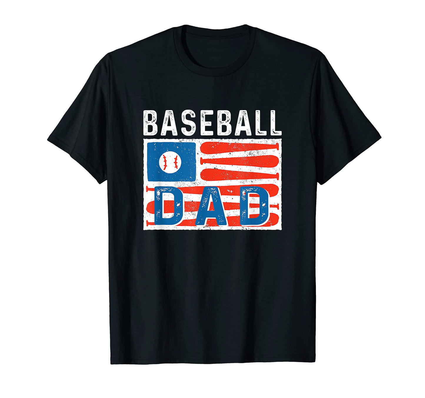 Baseball Dad American Flag Baseball T-Shirt - Custom Art Print for Adults - T-Shirt, Sweatshirt, Hoodie