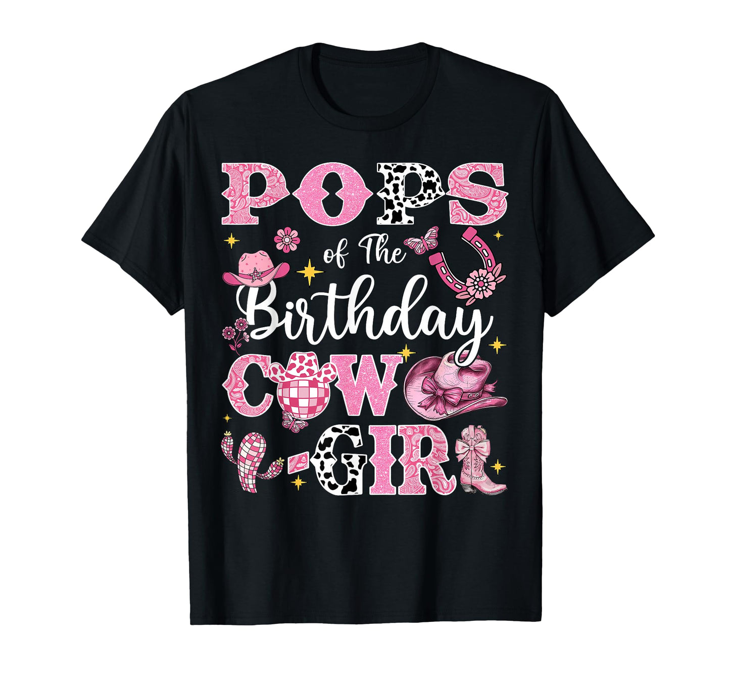 Pops Birthday Cow Rodeo Pops Bday T-Shirt - Minimalist Print Men Women - T-Shirt, Sweatshirt, Hoodie