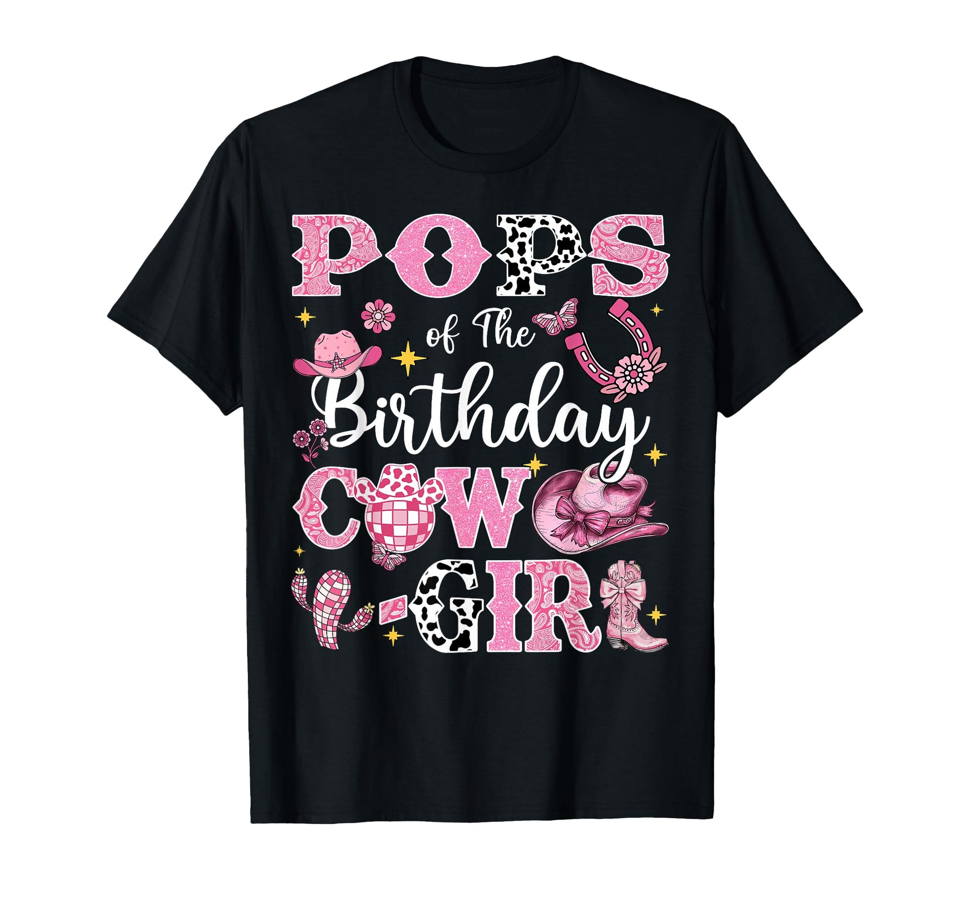 Pops Birthday Cow Rodeo Pops Bday T-Shirt - Minimalist Print Men Women - T-Shirt, Sweatshirt, Hoodie