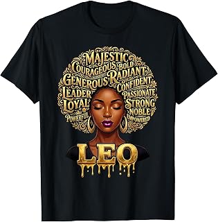Black Woman Afro Leo Zodiac Sign Typography T-Shirt Unisex T-shirt, Sweatshirt, Hoodie, Long Sleeve Tee - T-Shirt, Sweatshirt, Hoodie