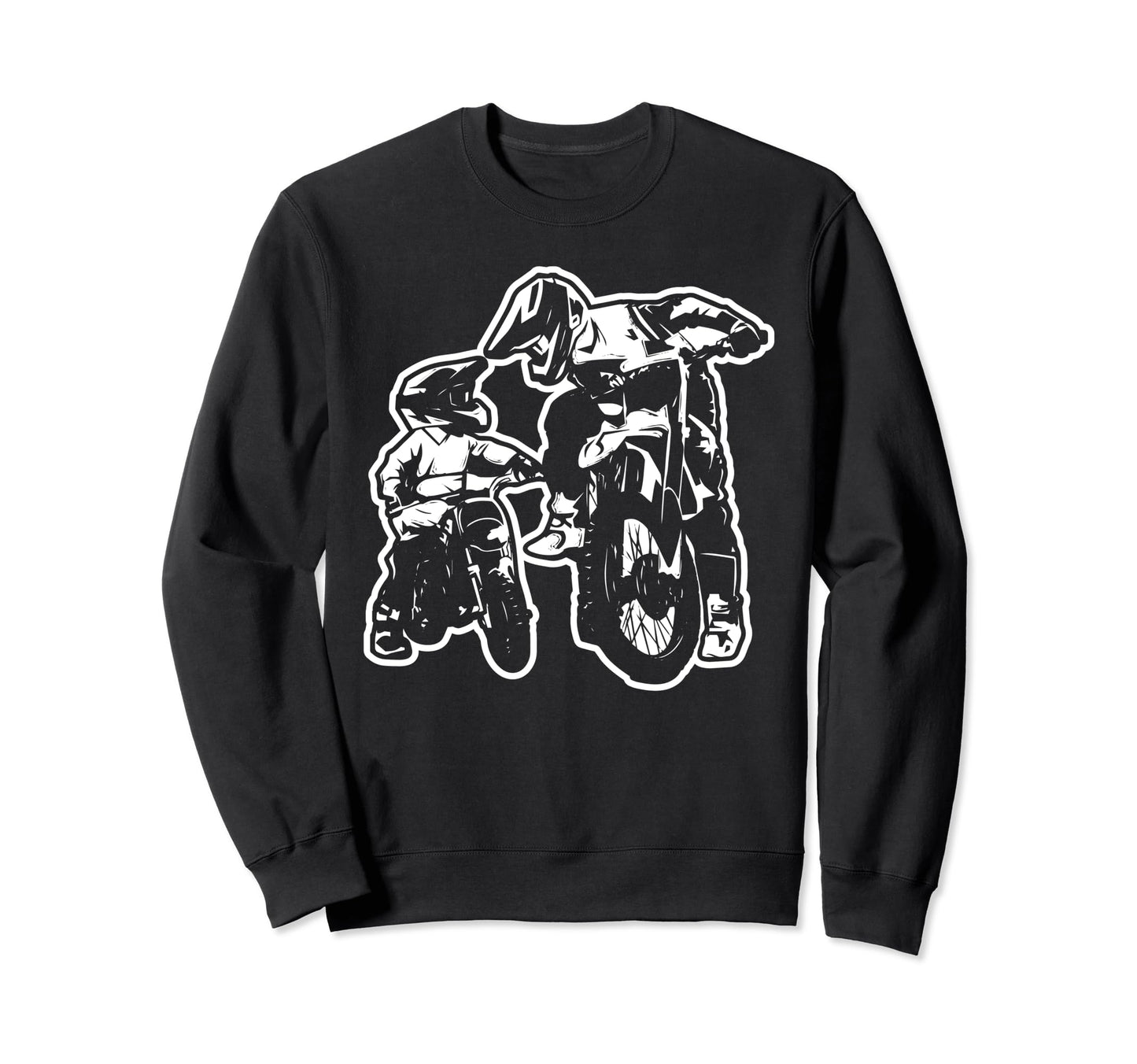 Dad Dirt Bike Rider Motocross Father Son Sweatshirt - Graphic Print Unisex - T-Shirt, Sweatshirt, Hoodie
