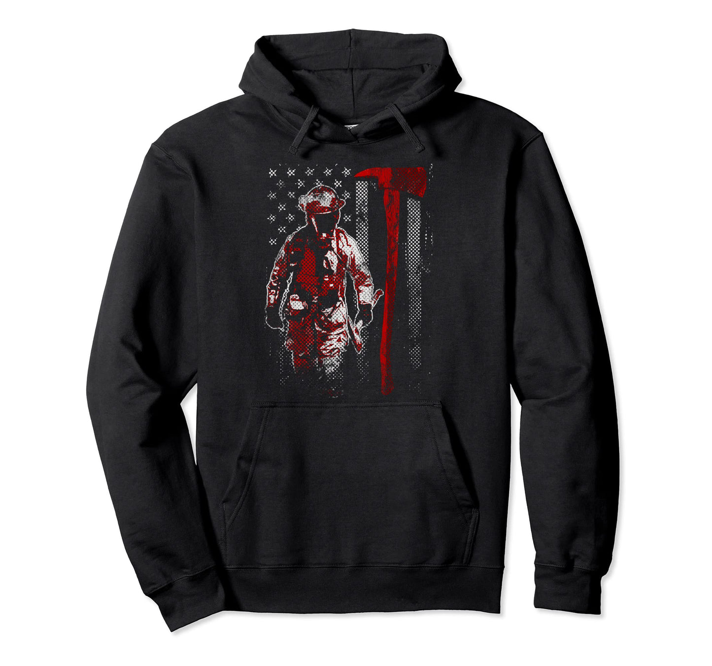 Fireman Axe Thin Red Line Us Flag Pop Hoodie - Unique Graphic for Adults - T-Shirt, Sweatshirt, Hoodie