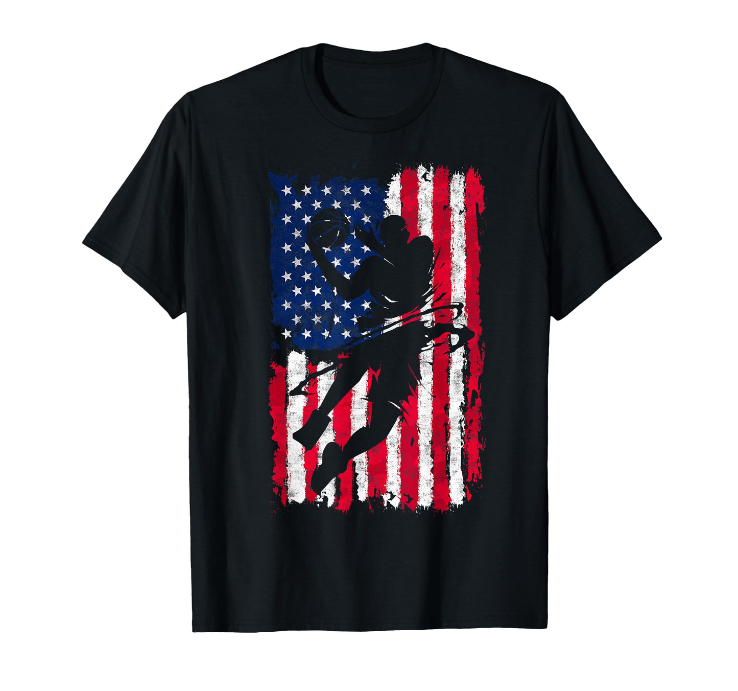 Us Flag Basketball Player Slam Dunk T-Shirt - Casual Everyday Wear Unisex - T-Shirt, Sweatshirt, Hoodie