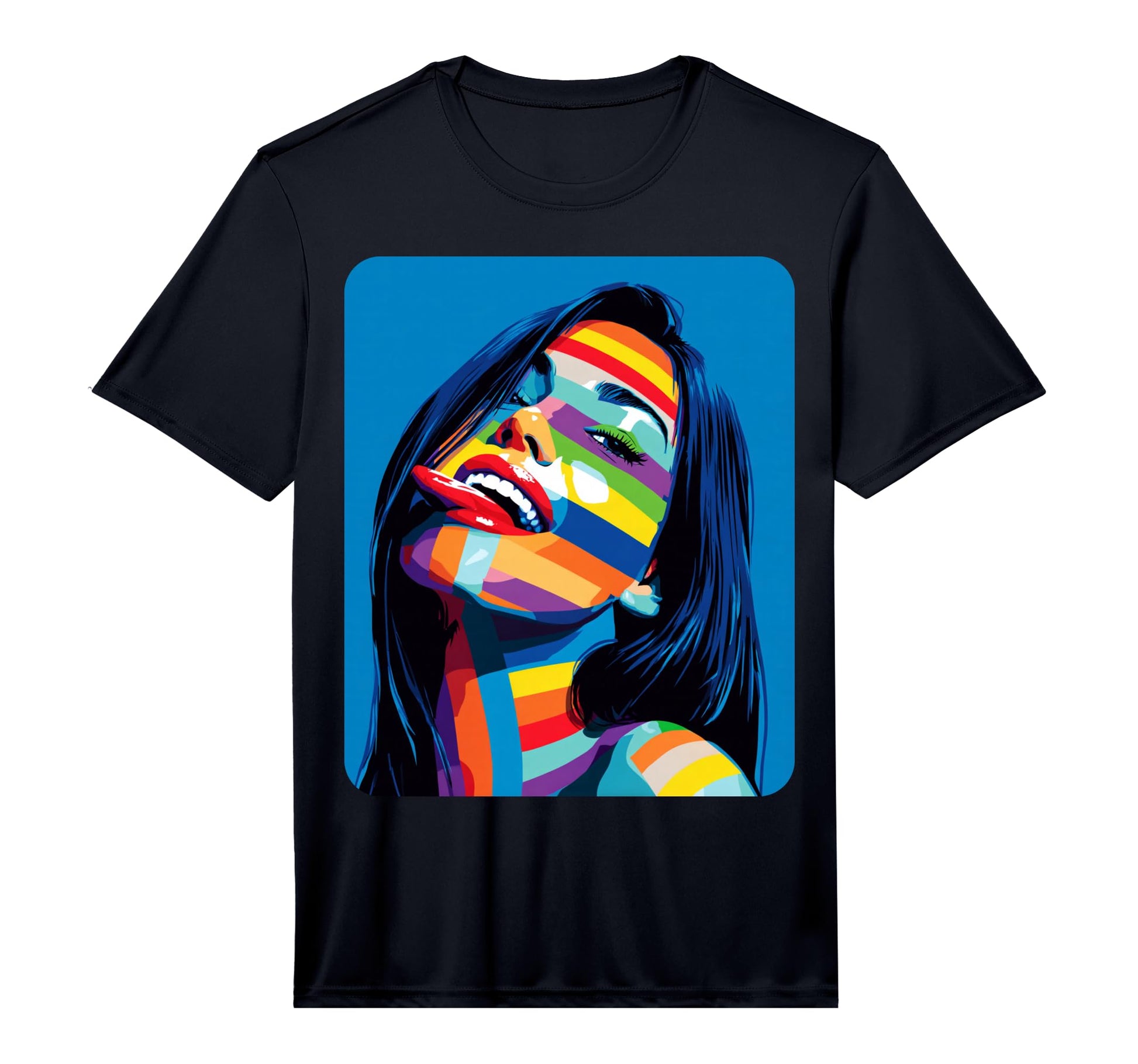 Pop Art Colorful Blue Womens Performance T-Shirt - Graphic Print Unisex - T-Shirt, Sweatshirt, Hoodie