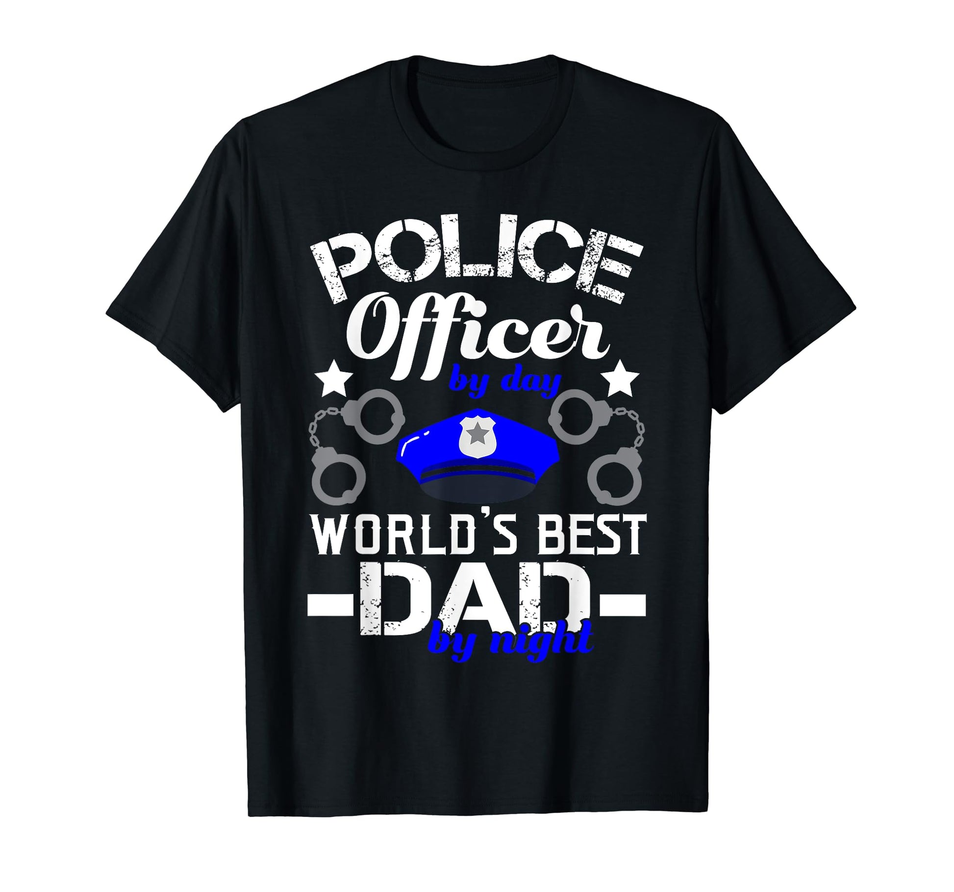 Worlds Best Dad Police Officer Gifts Dad T-Shirt - Custom Art Print Unisex - T-Shirt, Sweatshirt, Hoodie