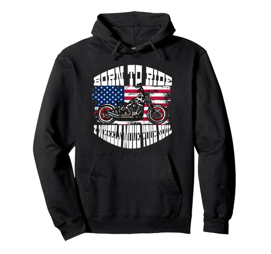 Biker Dad American Us Flag Motorcycle Hoodie - Custom Art Print for Adults - T-Shirt, Sweatshirt, Hoodie