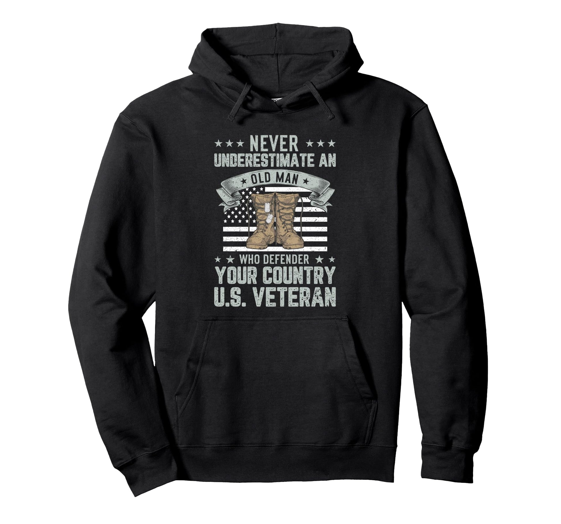 Never Underestimate Old Usa Flag Funny Hoodie - Novelty Apparel Unisex - T-Shirt, Sweatshirt, Hoodie