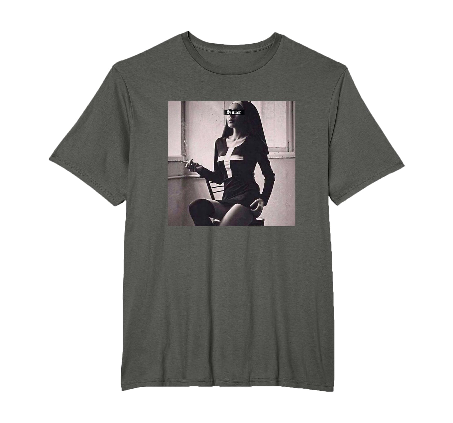 Hot Nun Latex Leather Black White Sinner T-Shirt - Custom Art Print Unisex - T-Shirt, Sweatshirt, Hoodie