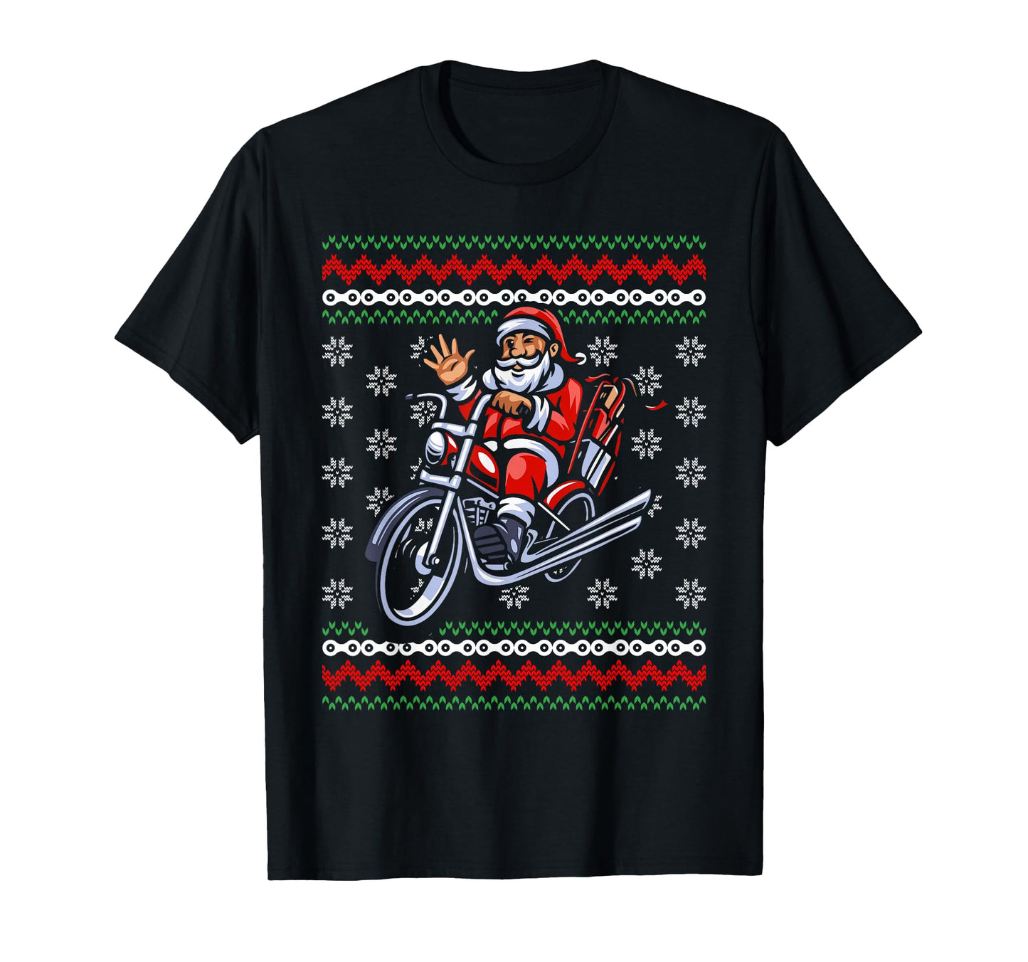 Ugly Santa Claus Biker Motorcycle Dad T-Shirt - Streetwear Style for Adults - T-Shirt, Sweatshirt, Hoodie