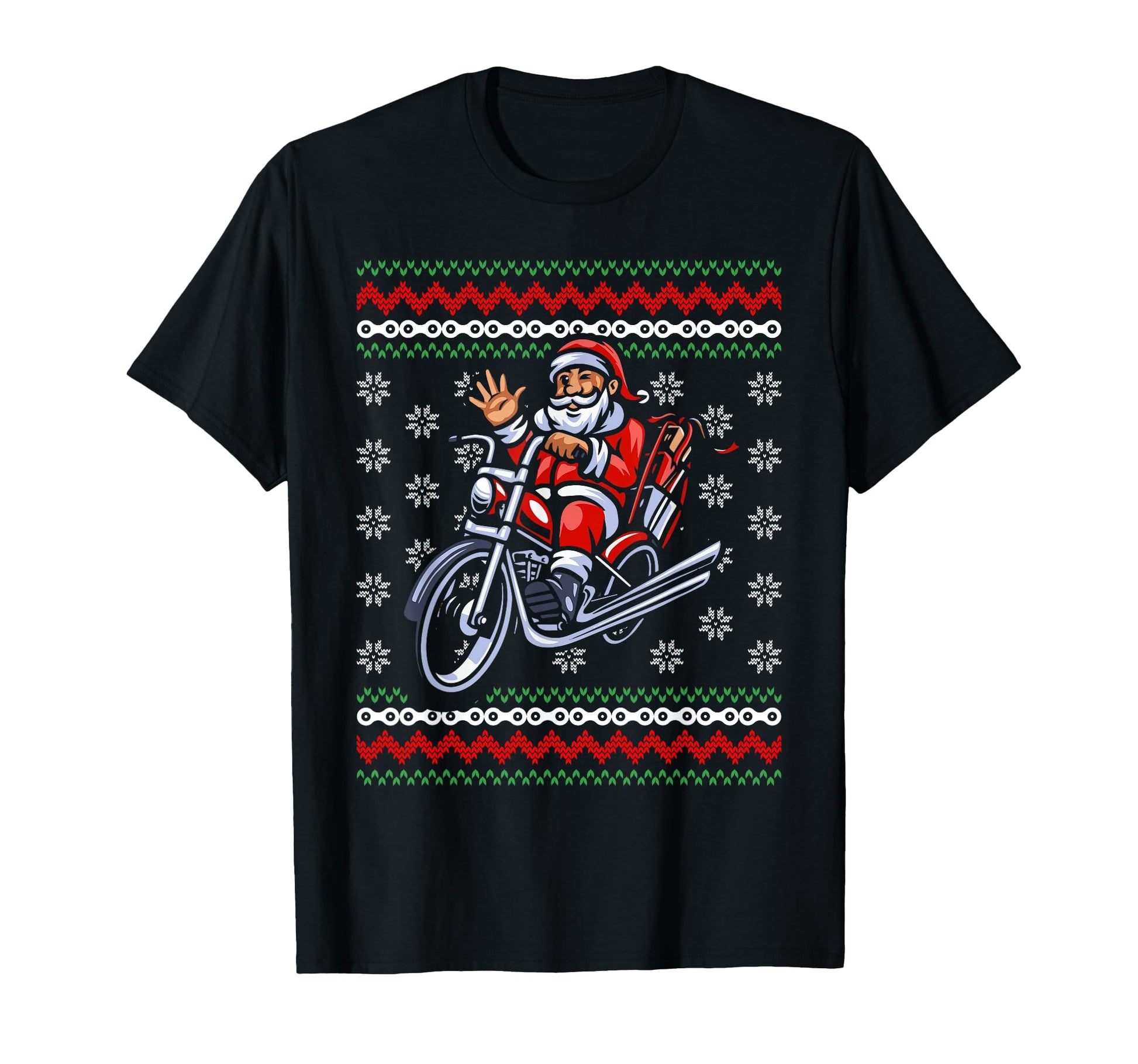 Ugly Santa Claus Biker Motorcycle Dad T-Shirt - Streetwear Style for Adults - T-Shirt, Sweatshirt, Hoodie