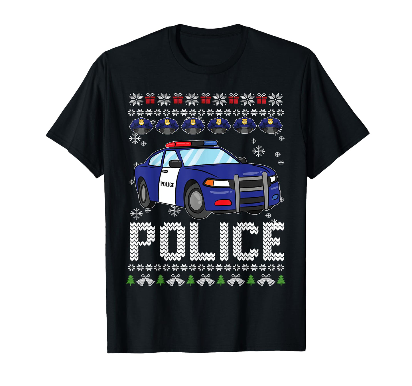 Police Car Ugly Pajama Policeman Cop T-Shirt - Minimalist Print Unisex - T-Shirt, Sweatshirt, Hoodie