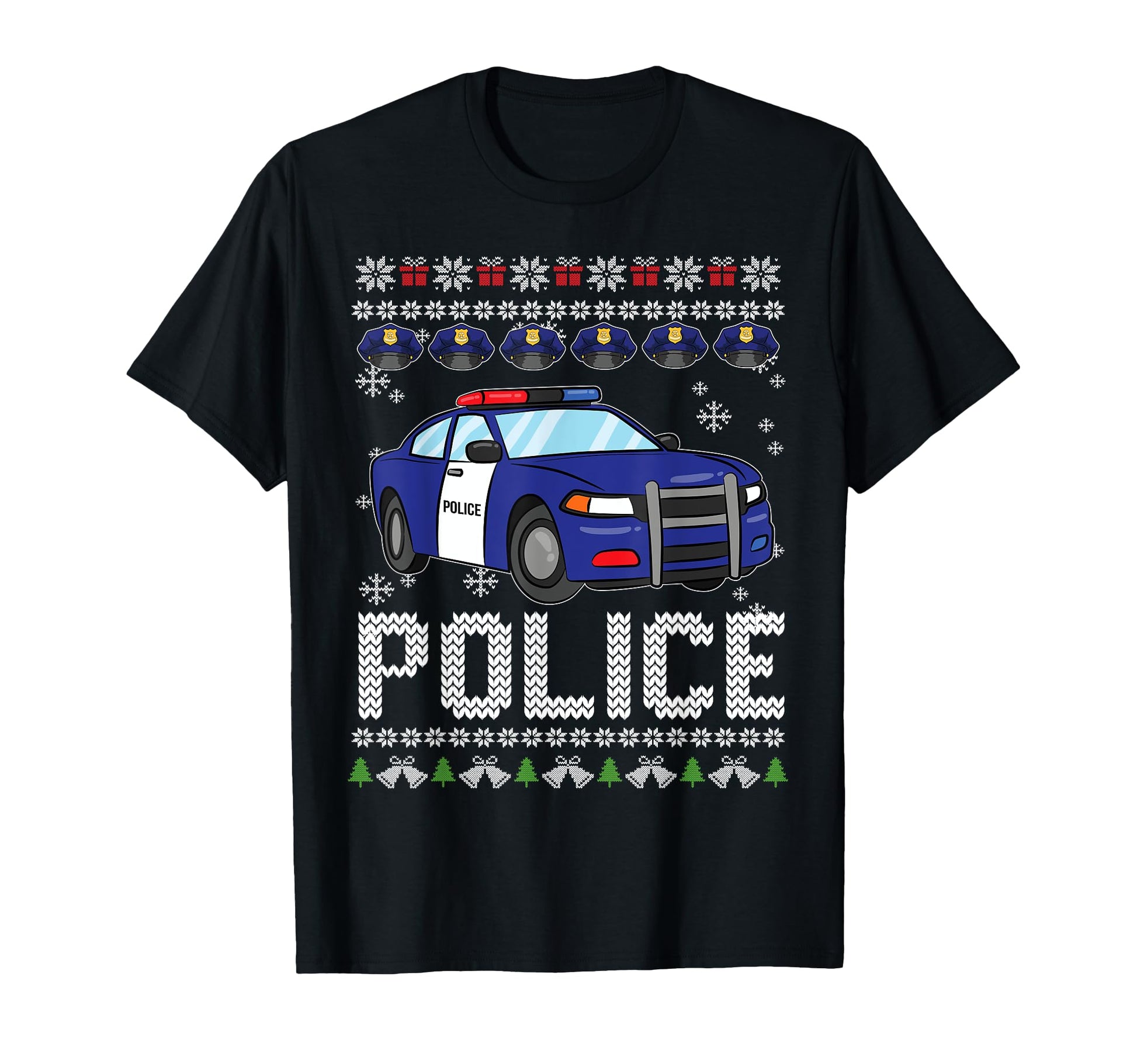 Police Car Ugly Pajama Policeman Cop T-Shirt - Minimalist Print Unisex - T-Shirt, Sweatshirt, Hoodie