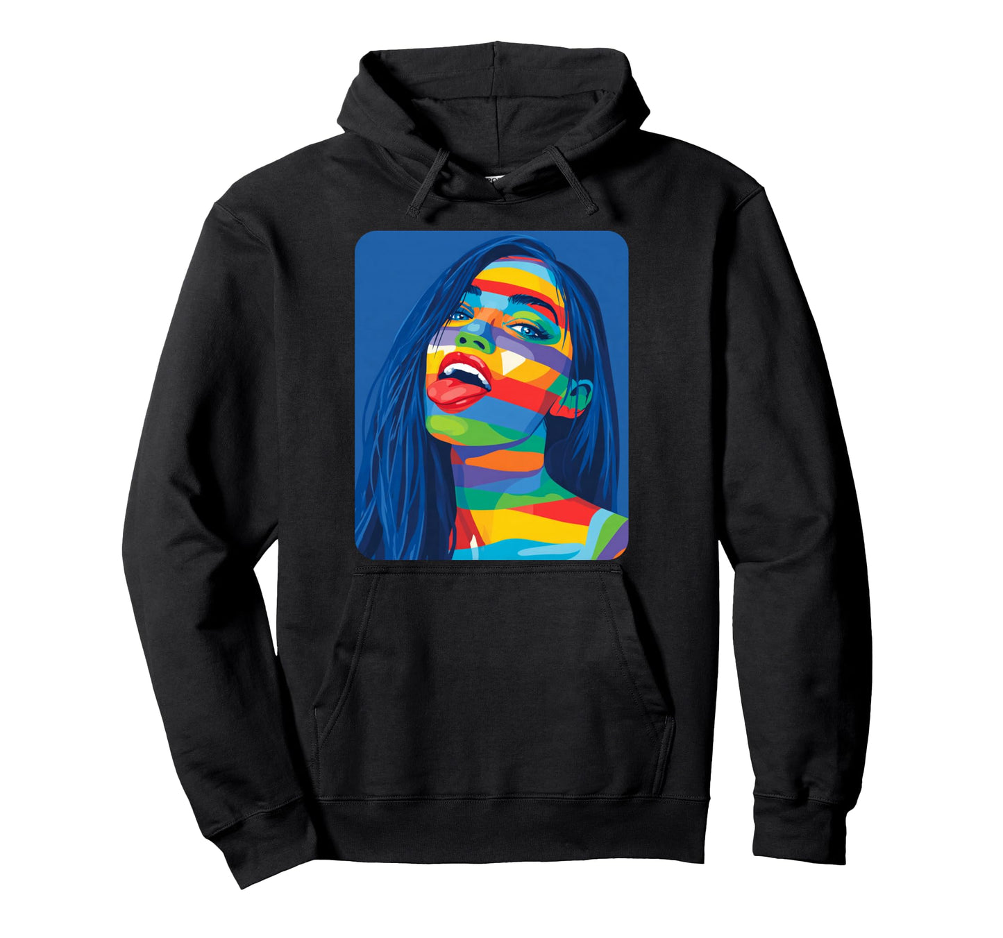Female Womens Abstract Designer Pop Art Blue Hoodie - Unique Graphic Unisex - T-Shirt, Sweatshirt, Hoodie