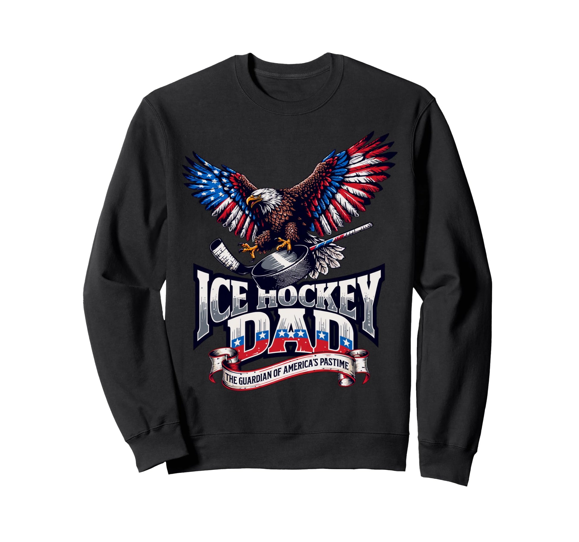 Ice Hockey Dad American Flag Ice Sweatshirt - Graphic Print Men Women - T-Shirt, Sweatshirt, Hoodie