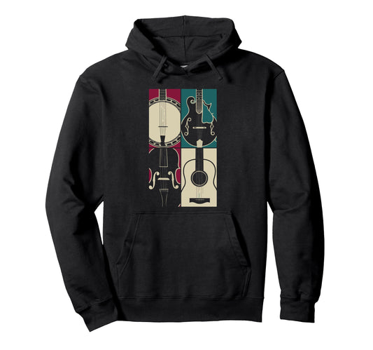 Bluegrass Instrument Pop Art Art Hoodie - Streetwear Style for Adults - T-Shirt, Sweatshirt, Hoodie