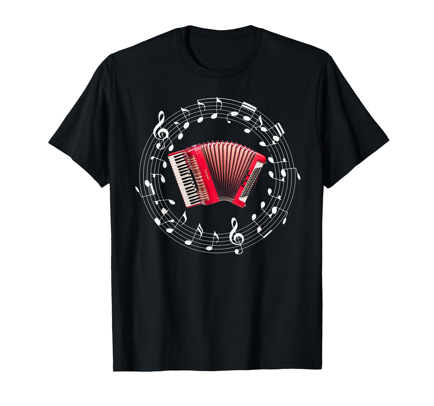 Novelty Accordion Player Notes Musician T-Shirt - Graphic Print for Adults - T-Shirt, Sweatshirt, Hoodie
