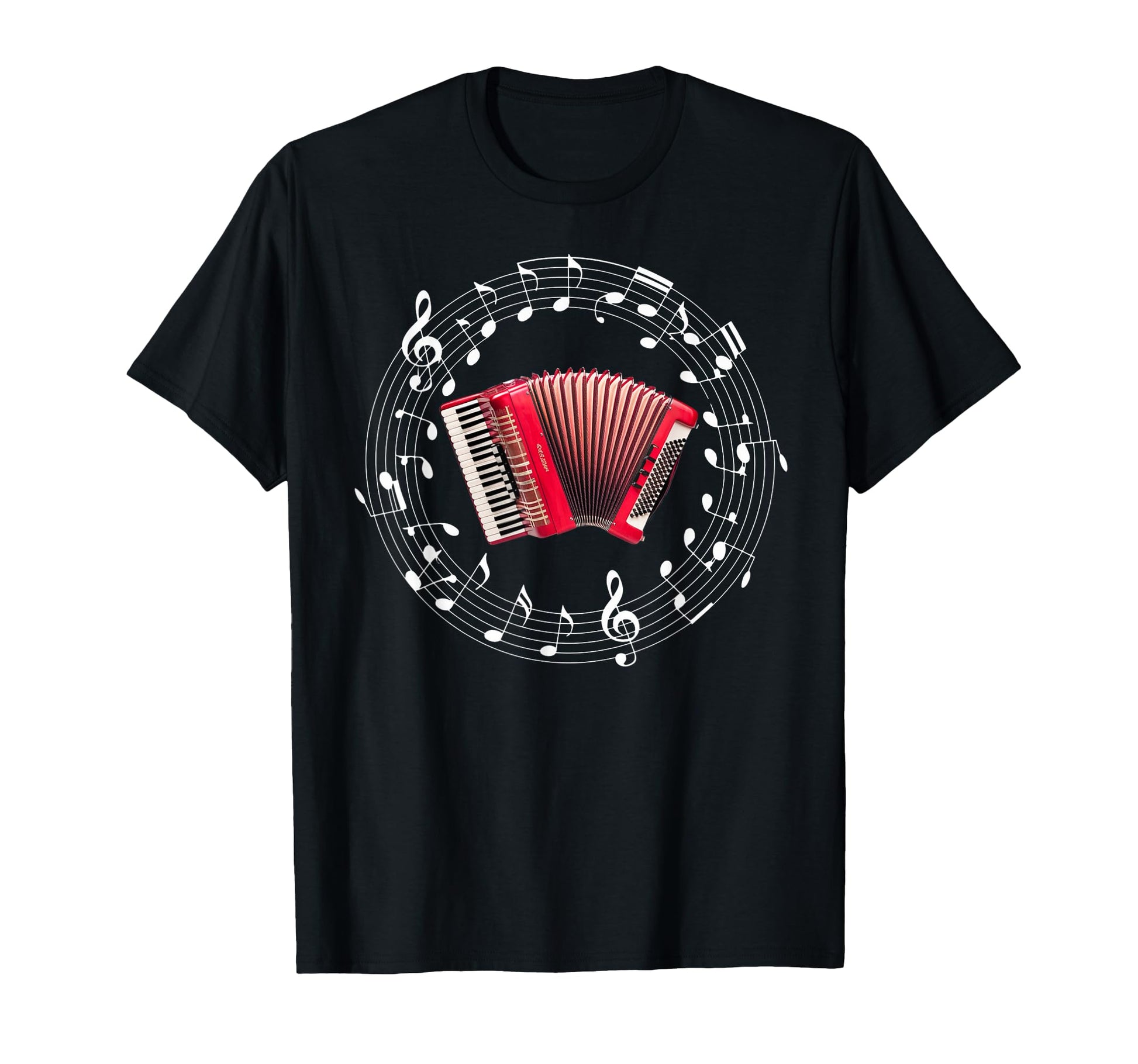 Novelty Accordion Player Notes Musician T-Shirt - Graphic Print for Adults - T-Shirt, Sweatshirt, Hoodie