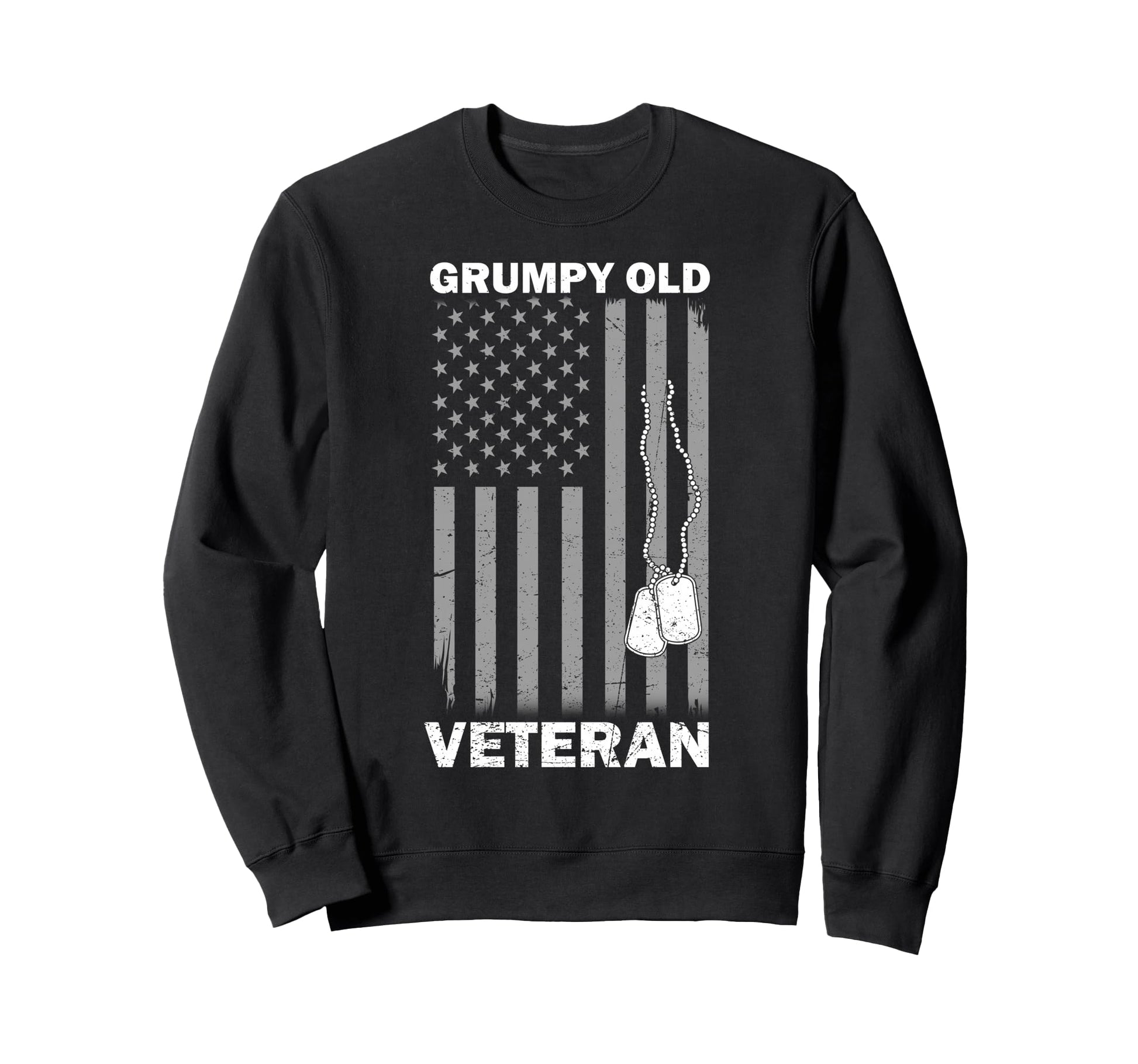 Patriotic Grumpy Old Veteran Flag Sweatshirt - Unique Graphic Men Women - T-Shirt, Sweatshirt, Hoodie