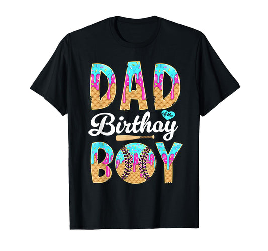 Baseball Ice Cream Drip Dad Birthday T-Shirt - Graphic Print for Adults - T-Shirt, Sweatshirt, Hoodie