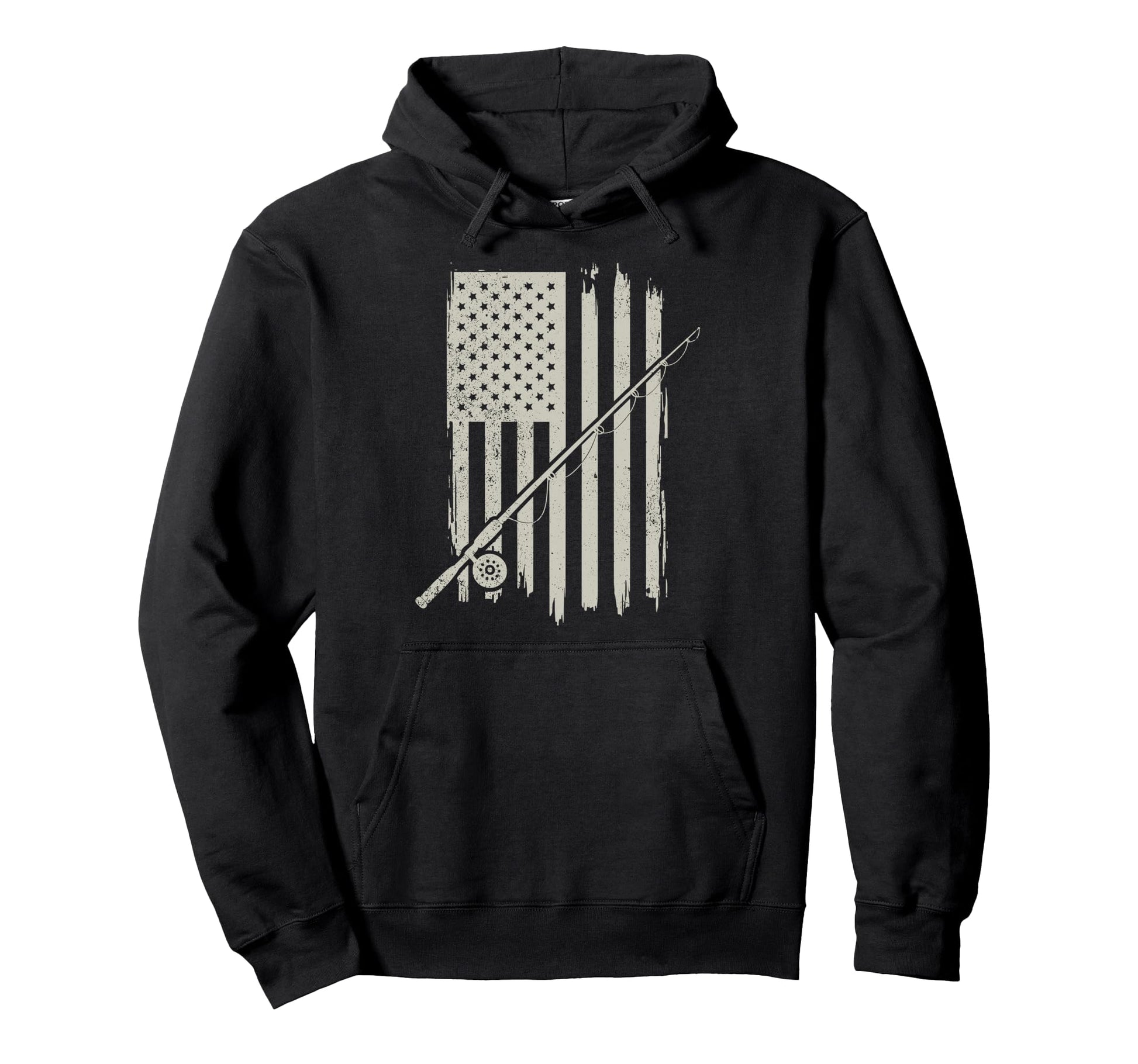 Us American Flag Fishing Lover Fish Hoodie - Unique Graphic Unisex - T-Shirt, Sweatshirt, Hoodie