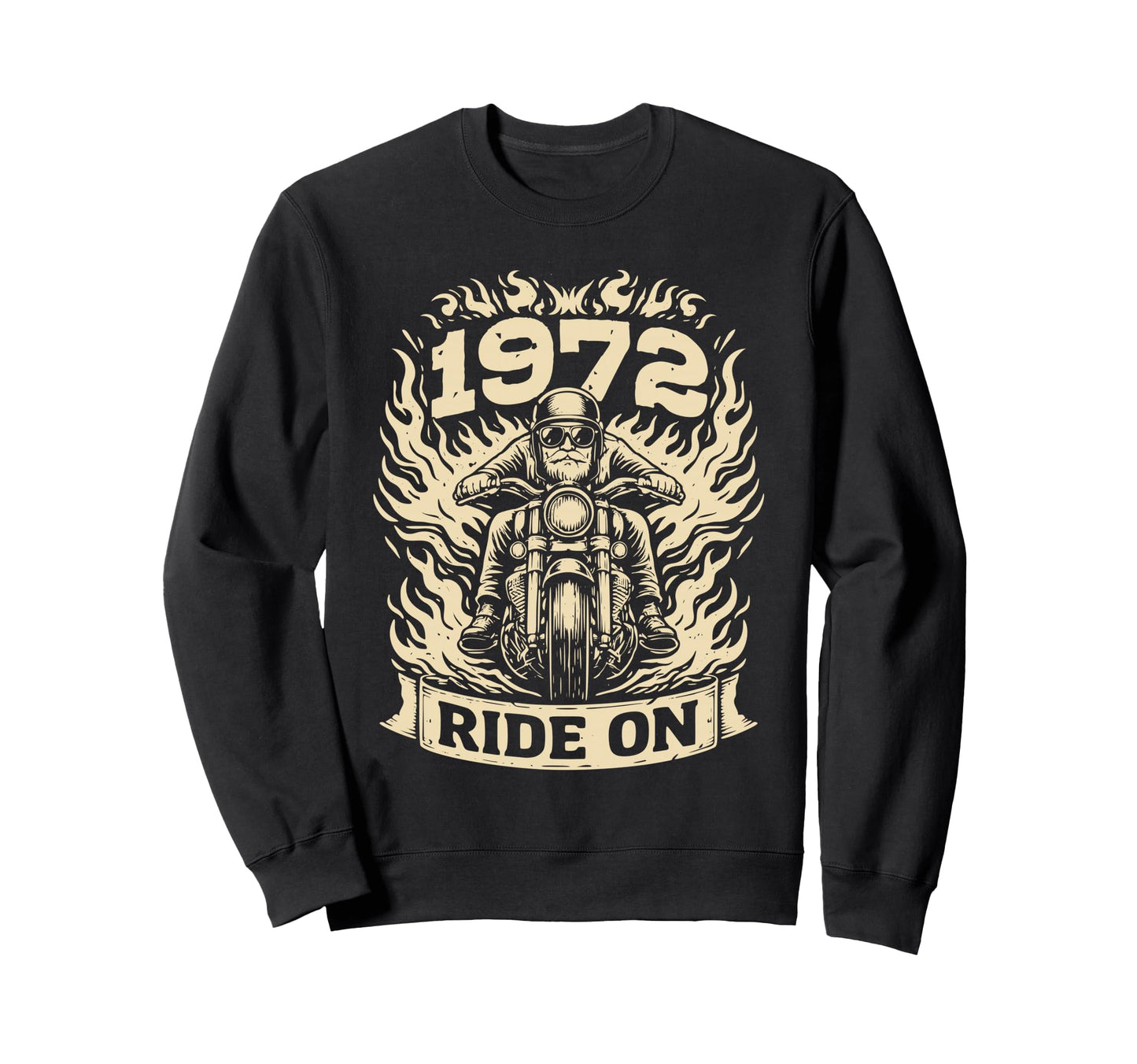 Biker 1972 Ride Birthday Motorcycle Sweatshirt - Unique Graphic Unisex - T-Shirt, Sweatshirt, Hoodie