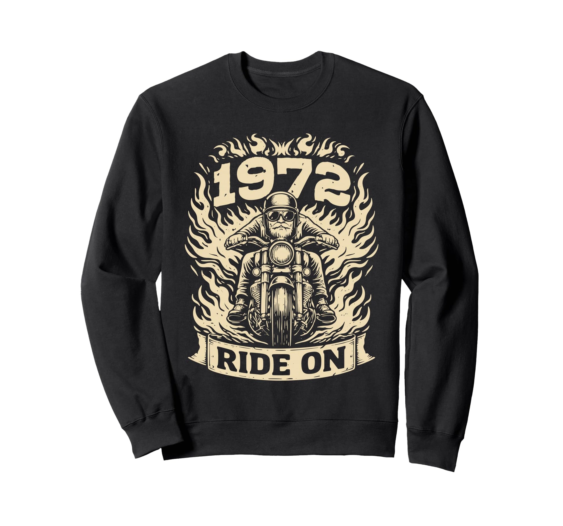 Biker 1972 Ride Birthday Motorcycle Sweatshirt - Unique Graphic Unisex - T-Shirt, Sweatshirt, Hoodie