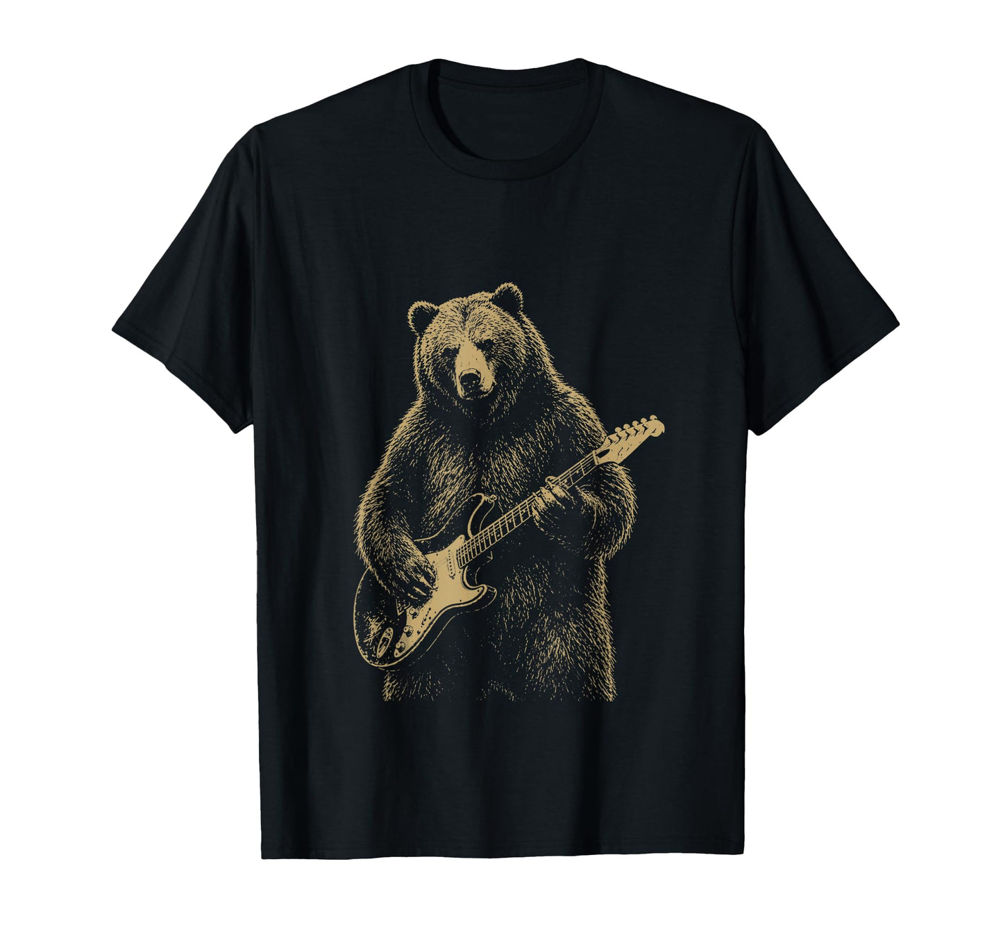 Bear Playing Electric Guitar Rocker T-Shirt - Minimalist Print for Adults - T-Shirt, Sweatshirt, Hoodie