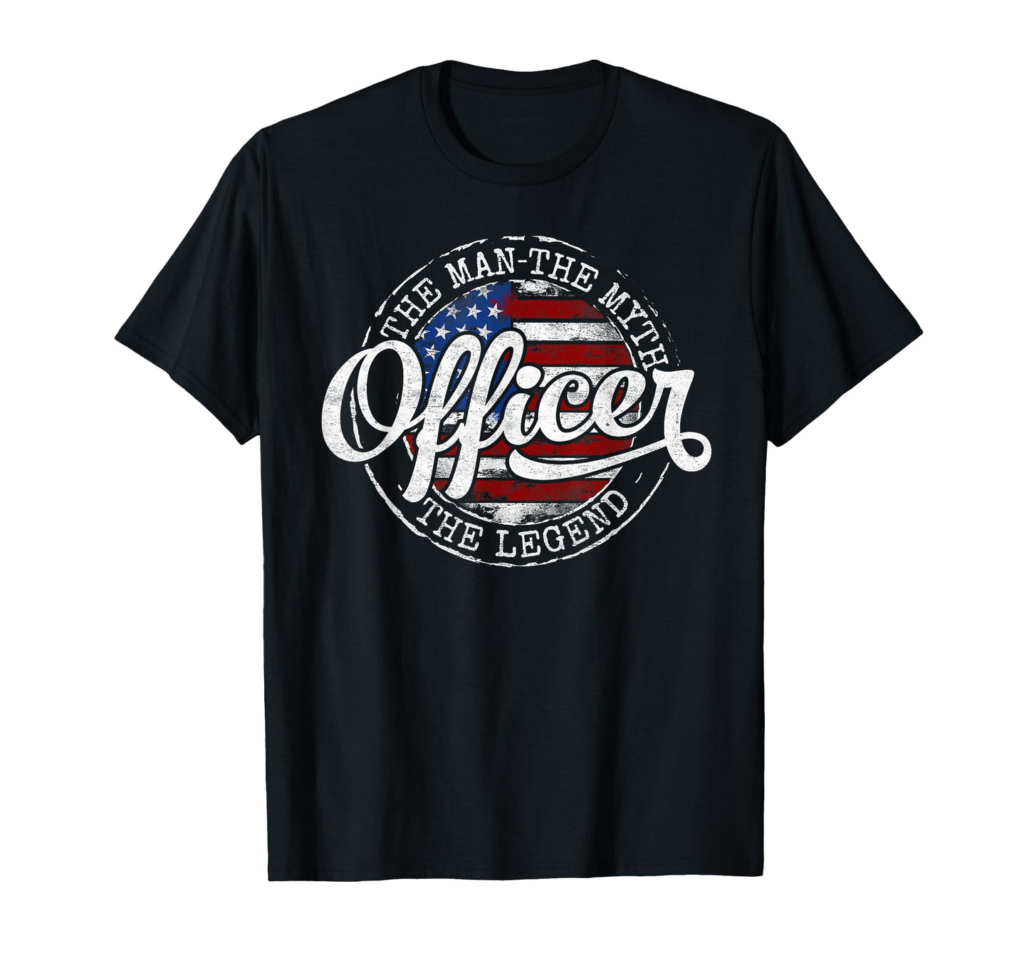 Officer Myth Legend Usa Flag Stamp T-Shirt - Aesthetic Graphic for Adults - T-Shirt, Sweatshirt, Hoodie