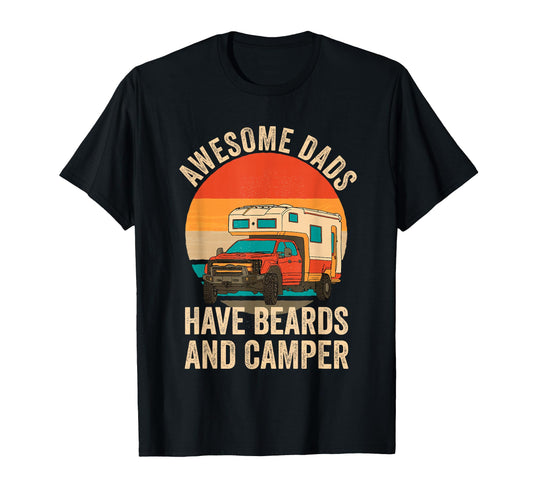 Awesome Dads Have Beards And Camper T-Shirt - Aesthetic Graphic Men Women - T-Shirt, Sweatshirt, Hoodie