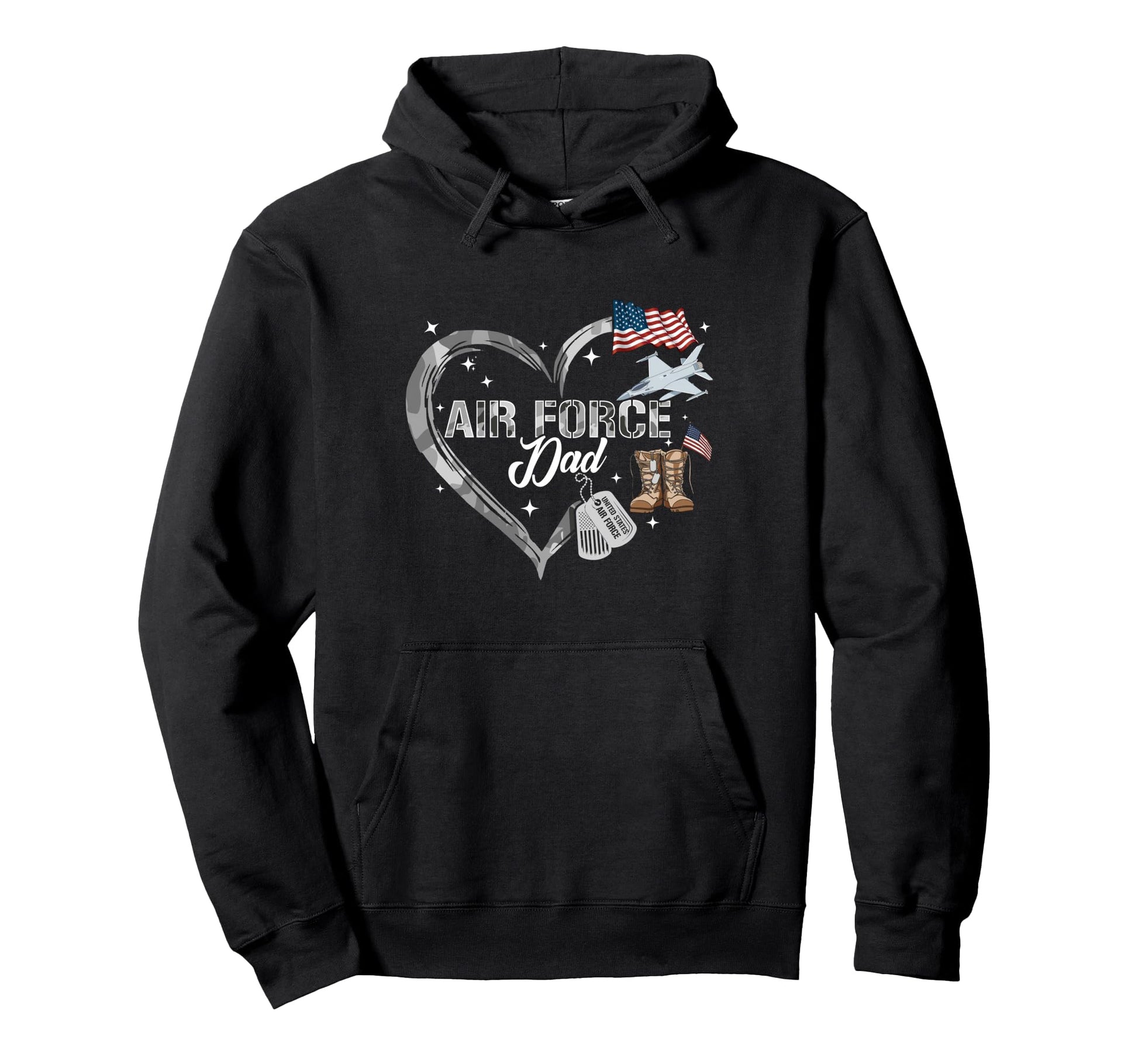 Proud Air Force Dad Us Camo Heart Family Hoodie - Unique Graphic Men Women - T-Shirt, Sweatshirt, Hoodie