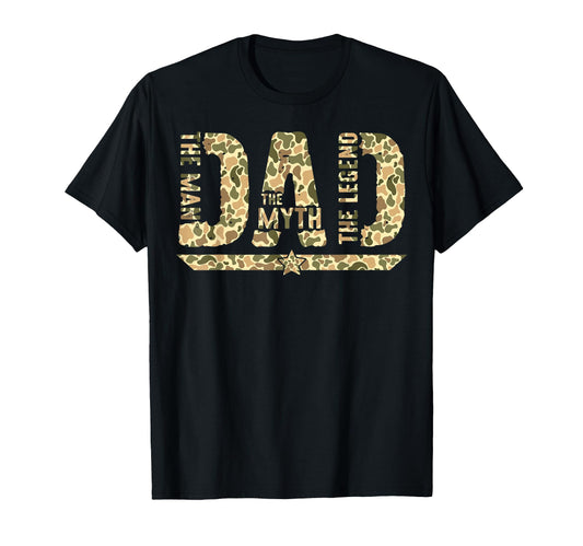 Camo Hunting Dad Myth Legend Fathers T-Shirt - Novelty Apparel Men Women - T-Shirt, Sweatshirt, Hoodie